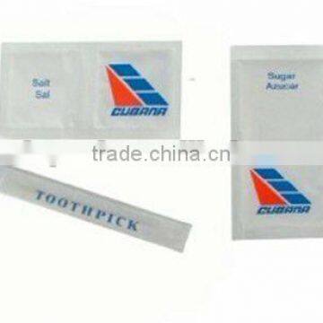 inflight condiment pack(salt&pepper,sugar, toothpick)