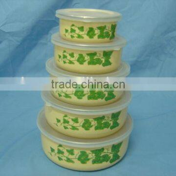 Enamel Storage Bowl Mixing Bowl Salad Bowl Food Container Enamel Bowl With PP Lid photo-4