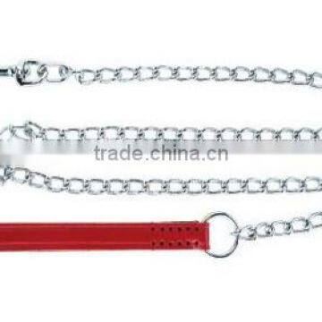 Durable Dog Choke Chain Pet Leash With Leather Leash,High Quality Dog Leash Choke Chain And Metal Chain Pet Leash photo-3