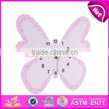 2017 New Design Pink Butterfly Wooden Wall Clock W09D019 photo-2