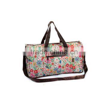 Wholesale Floral Folding Duffle Bags With Inner Zipper Pocket and Reusage Recycle Shopping Travel Bags With Handles