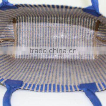 Eco-friendly Reusable Bag Women Grocery Shopping Tote Bag With Handles Large Jute Burlap Bag With Cotton Handles