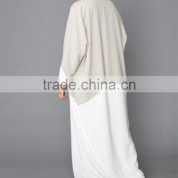 NEW!!!women Middle East clothing OEM open style seam pockets Dolman sleeves Color-Blocked Abaya