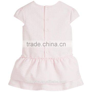 Fashion Baby Girl Dress Pink Cotton Jacquard Kids Dresses With Peplum HSD6988 photo-3