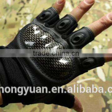 custom black carbon fiber antislip abrasion proof military half finger tactical gloves