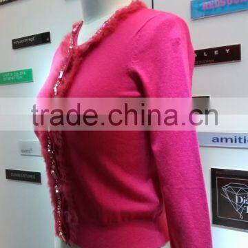 2014 Ladies Knitted Sweater,cardigan With Manual Nail Bead photo-2