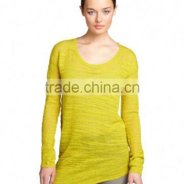 Wholesale Women Fashion Asymmetric Hem Sweater, Bamboo Sweater