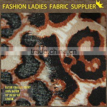 New Fashion Leopard 100% Rayon Challis Print Fabric Wholesale for Ladies' Dress Shirt Animal Print Dress , 30*30/68*68 photo-6