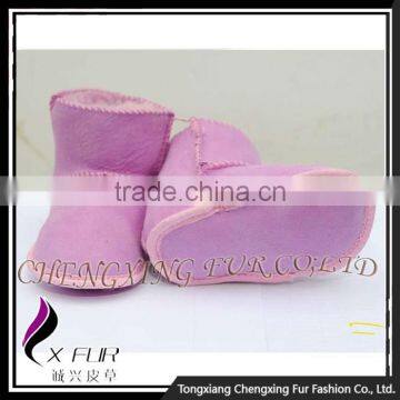 CX-SHOES-06A Cute Wholesale Soft Real Sheepskin Leather Baby Shoes