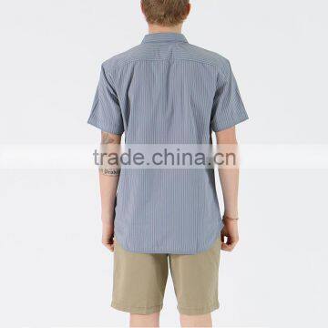 New Stylish Dress Shirt With Square Collar Plain Grey Mens Short Sleeve Silk Shirts
