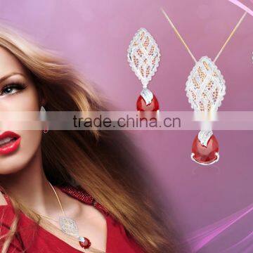 Silver Plated Ruby Studded Fashion Pendantset