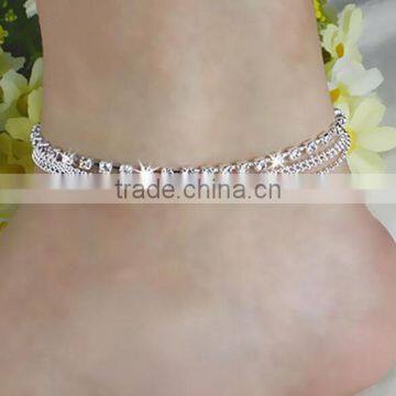 Bling white crystal anklet claw crystal foot jewelry cupchian crystal footwwear jewelry