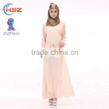 Zakiyyah 690 Muslim Plus Size Long Dress With Belt Silk Route Abaya in Solid Color Women Clothing in Malaysia photo-2