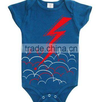 wholesale 100% organic baby onesie lightning printed