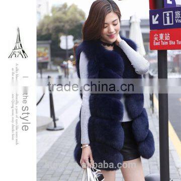 Real Fox Fur Vest Blue Sleeveless Clothing Style O-Neck Solid Natural Fox Fur Waistcoat for Women Vest photo-4