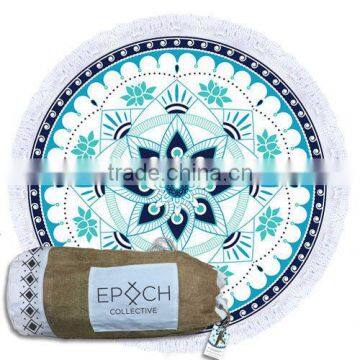 NEW AQUATIC LOTUS Luxury Round Beach Towel Mandala Yoga Mat FREE Mini Duffel Bag