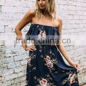 Off Shoulder Ruffle Long Maxi Dress Floral Print Summer Beach Dress Apparel photo-2