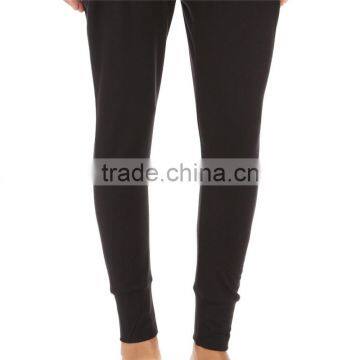 OEM Soft Lounge Ribbed Waist Tapered Leg Imperial Harem Pants Black photo-3