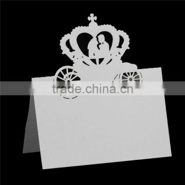 Paper Wedding Party Name Place Cards Crown Hollow White