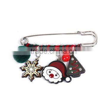 Resin Pin Brooches Pom Pom Ball Christmas Santa Claus Silver Tone Multicolor Clear Rhinestone China Wholesale Brooch photo-2
