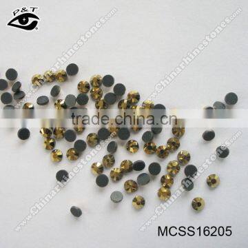 Hot fix MC SS16 Gold Color Rhinestone Machine Cut Crystals Jet Gold Hematite For Clothing