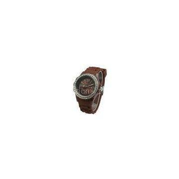 Customized Colorful Rhinestones Plastic Bezel Waterproof Silicone Bracelet Watch