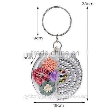 Blue Rhinostone Flower Clutch Bag /ygm Silver Gold Red Portable Purse Evening Bag / Gorgeous Bridal Wedding Purse Party Handbag photo-6