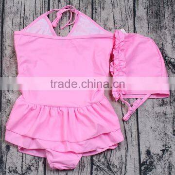 Yawoo New Arrival Baby Girls Pink Swinwear 2pcs Cute Set Infant Kids Bikini With Bathing Cap photo-2