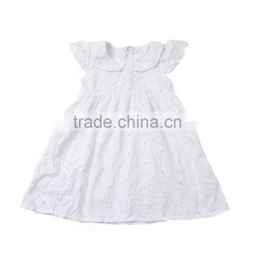 bulk wholesale kids clothing flutter sleeve blank white lace kids clothes girl dress kids summer clothes