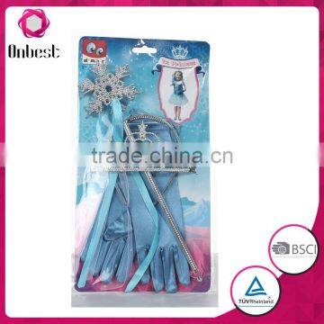 New design Frozen glove set with princess tiara& wand set for baby girls fancy frozen accessories