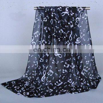 5 Colors Fashion New Design Women Musicl Note Print Chiffon Scarf
