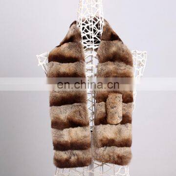 Phase color rex rabbit fur scarf custom wholesale rabbit fur collar neckwear