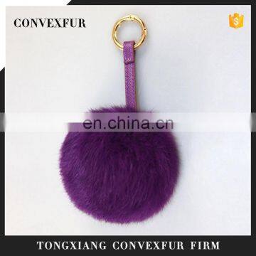 Wholesale custom dyed fashion fur ball key chain with pom pom