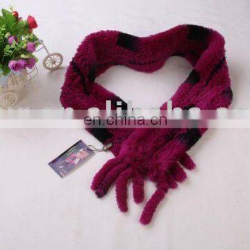 BY-WJ052 Knitted Rabbit Fur Scarf