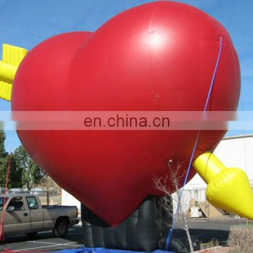 Large inflatable helium heart balloon for advertisment