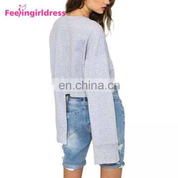 Low Moq Sweatshirt Manufacturer Blank 100% Cotton Women Crew Neck Sweatshirt photo-3