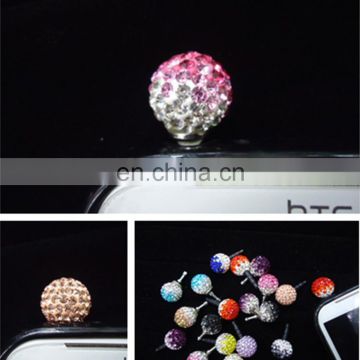 Wholesale diamond cell phone cute anti dust plugs charm /earphone jack dust cap plug MCD-0013