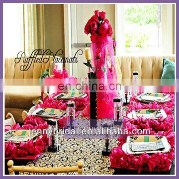 NP018A wedding decoration organza fuscia napkin, plate mat