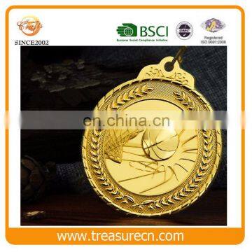 Custom Basketball Shinny Gold Zinc Alloy Souvenir Medal/Medallion