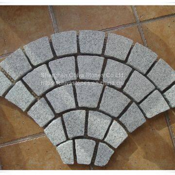 Black Grey Granite Cobble Stone Brick Fan Shape Outdoor Road Heavy Duty pavers China Supplier prices