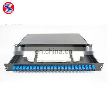 1U 19inch Sliding Type 12 24 Ports Fiber Optic Patch Panel Termination Distribution Box