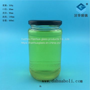 Hot sale 600ml can glass bottle chili sauce glass bottle wholesale customized food glass bottle