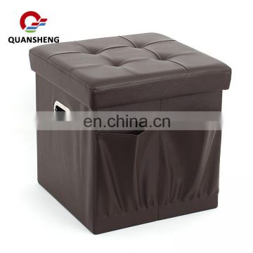 Customized modern PVC design folding storage foot rest pouf ottoman for living room