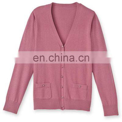 Леди Пинк V-образный воротник кэшмирный кардиган с карманами photo-4