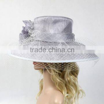 Women's Kentucky Derby Church Wedding Noble Dress Hat Linen With Flower and Veil Quality Choice photo-4