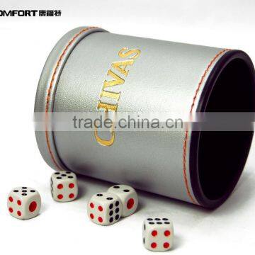 leather cover emboss leather dice cup