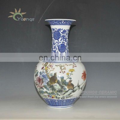 Jingdezhen famille rose ceramic flower vase for home decoration