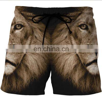 Wholesale  Lion  Printing  Men Summer Beach Swim Shorts With  Drawstring