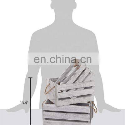 Decorative Storage Wooden Crates (Set of 3, Rope Handles) | Perfect for Gardening Wedding Wooden Storage Box Wooden Crate photo-2