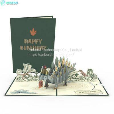 Wholesale Happy Birthday Stegosaurus 3D Pop-up Card Fantastic Birthday Card for Boys